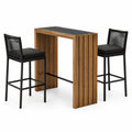 3-teiliges Gartenbar-Set mit Bartisch 120 × 60 × 105 cm und 2 Barstühlen 48 × 52 × 108 cm, Braun und Schwarz