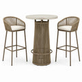 3-teiliges Gartenbar-Set in Taupe, Beige und Braun – Bartisch Ø 90 × 105 cm mit 2 Barstühlen 57 × 58 × 103 cm