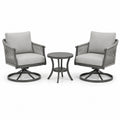 3-teiliges Gartenmöbel-Set mit 2 Drehsesseln 76 × 78 × 91 cm und Beistelltisch Ø 50 × 52 cm, Grau/Anthrazit