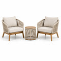 3-teiliges Gartenmöbelset Beige-Braun mit 2 Sesseln 78 × 76 × 80 cm und Beistelltisch Ø 50 × 52 cm