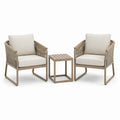 3-teiliges Gartenmöbel-Set mit 2 Sesseln 69 × 75 × 83 cm und Beistelltisch 46 × 46 × 47 cm, Taupe, Beige und Hellbraun