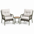 3-teiliges Gartenmöbel-Set mit 2 Sesseln 70 × 76 × 90 cm und Beistelltisch Ø 50 × 50 cm, Olivgrün/Beige/Braun