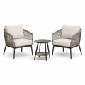 3-teilige Gartensitzgruppe mit 2 Sesseln 72 × 75 × 80 cm und Beistelltisch Ø 50 × 55 cm, Beige, Taupe und Schwarz