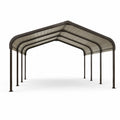 Freistehender Stahl-Carport mit Metalldach, 606 × 366 × 291 cm, Dunkelbraun/Grau