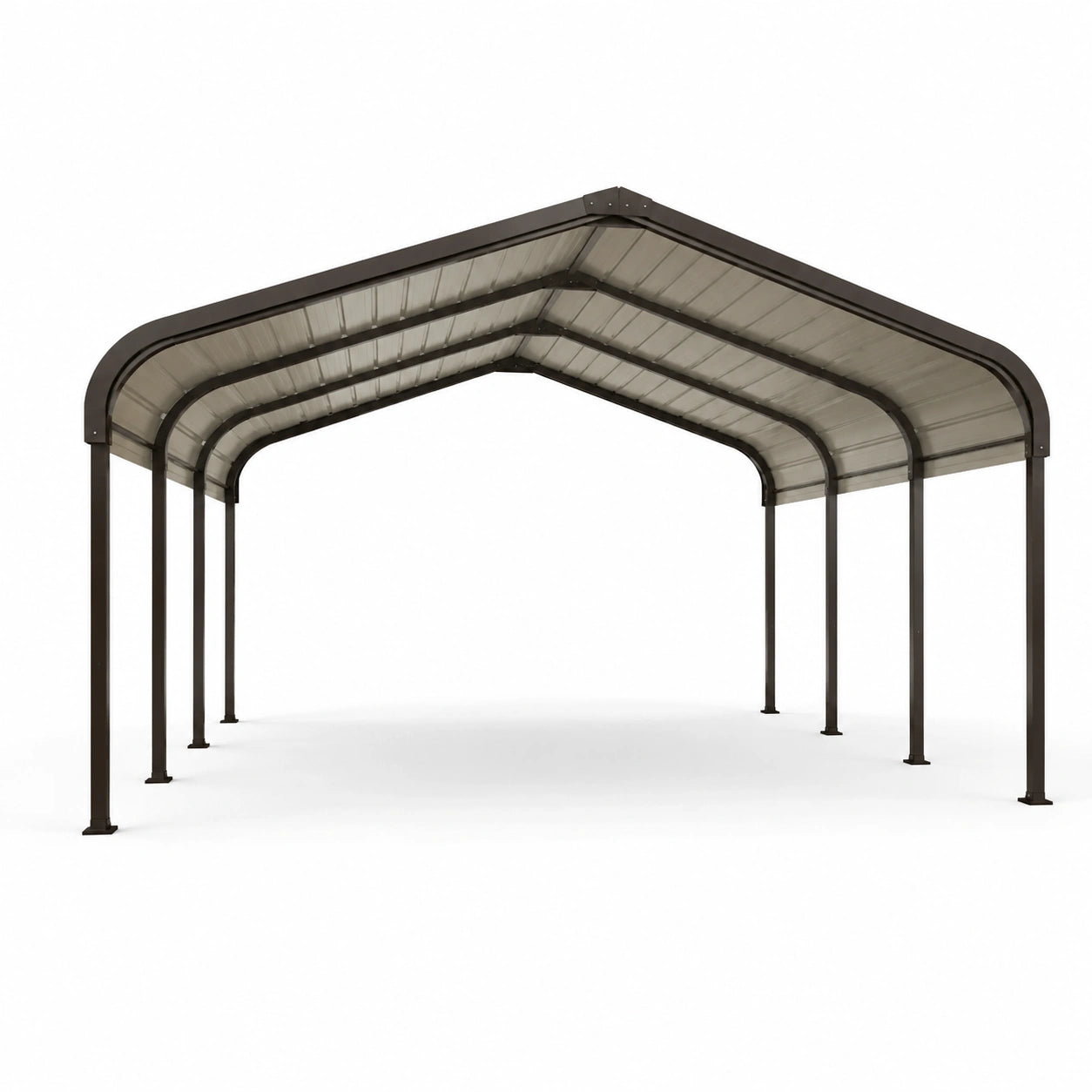 Freistehender Stahl-Carport mit Metalldach, 606 × 366 × 291 cm, Dunkelbraun/Grau
