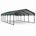 Freistehender Doppelcarport aus Stahl und Polycarbonat, 600 × 600 × 300 cm, Grau/Grün/Schwarz