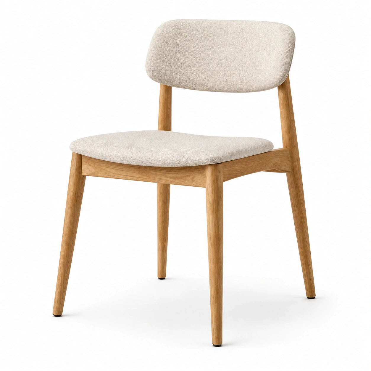 Moderner gepolsterter Esszimmerstuhl in Beige und Naturholz, 49 x 54 x 79 cm