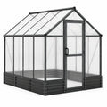 Gewächshaus aus Aluminium und Polycarbonat mit Tür und Dachfenster, 250 × 190 × 195 cm, Schwarz/Transparent