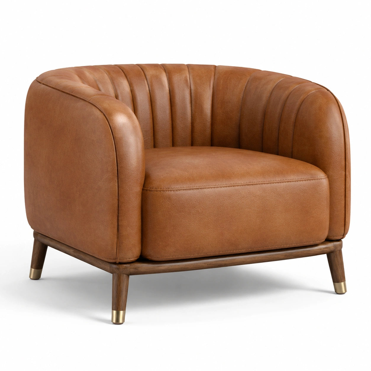 Gepolsterter Sessel in Braun und Dunkelbraun mit goldfarbenen Akzenten, 105 × 90 × 78 cm