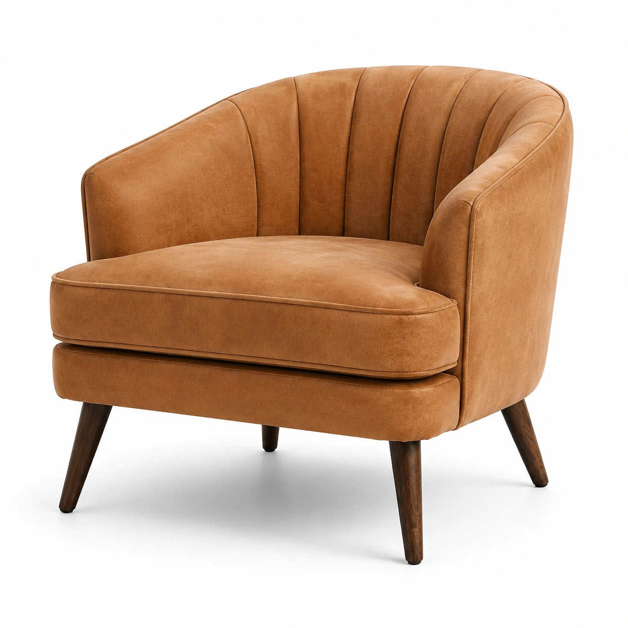 Wohnzimmersessel im Retro-Stil, Cognacbraun mit dunkelbraunen Holzfüßen, 93 × 82 × 85 cm