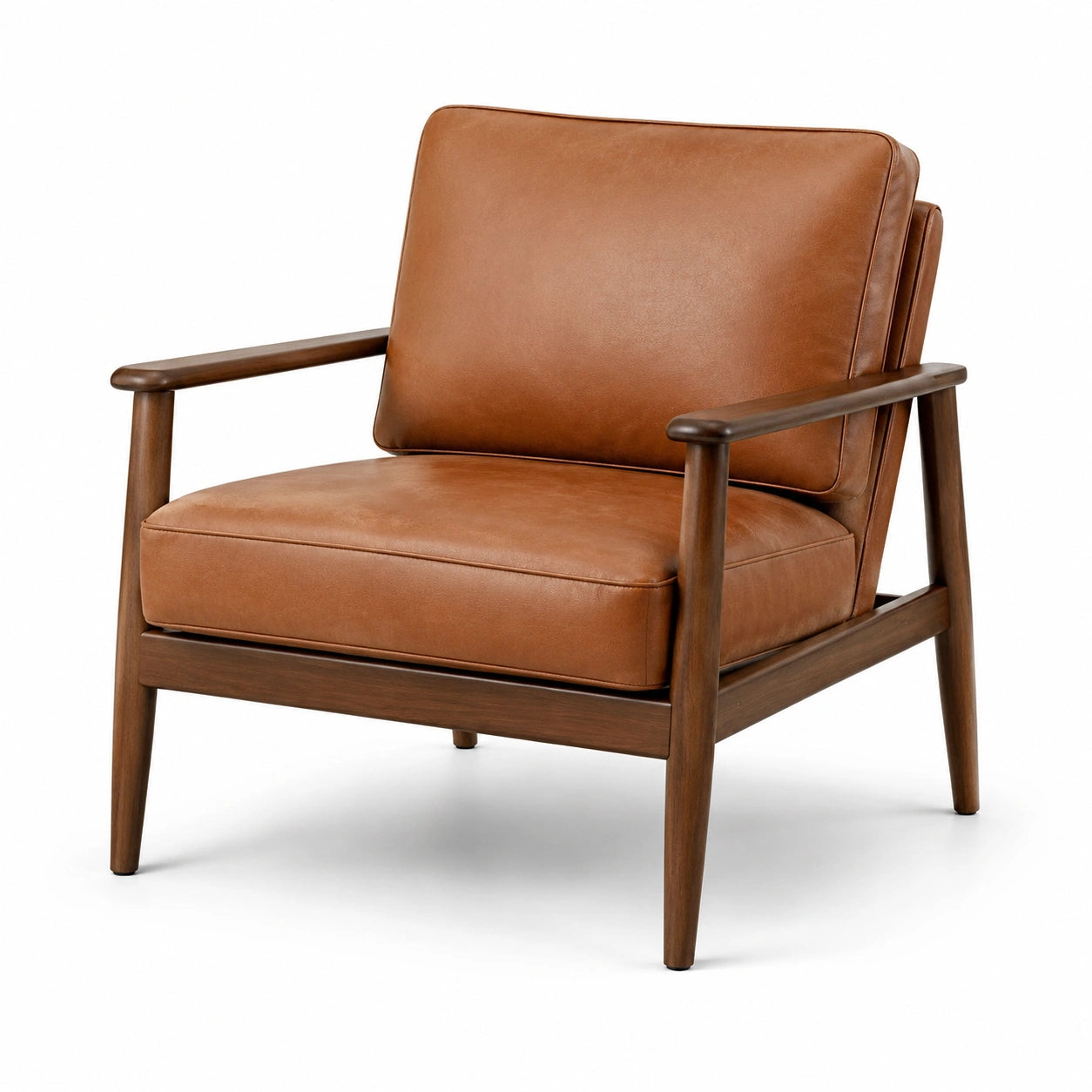 Retro-Sessel mit Armlehnen, 82 × 76 × 83 cm, Holzgestell, Lederoptik, Cognacbraun und Dunkelbraun