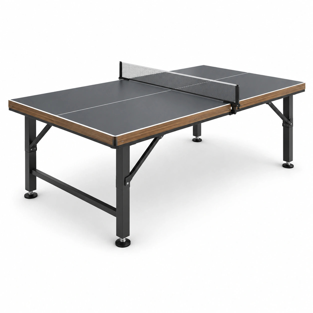 Tischtennistisch mit Netz für Innenräume, 274 × 152,5 × 76 cm, Schwarz, Braun und Weiß